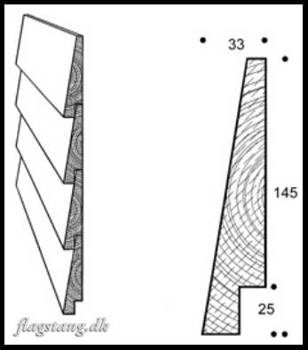 Klinkbeklædning i lærketræ 33 * 150