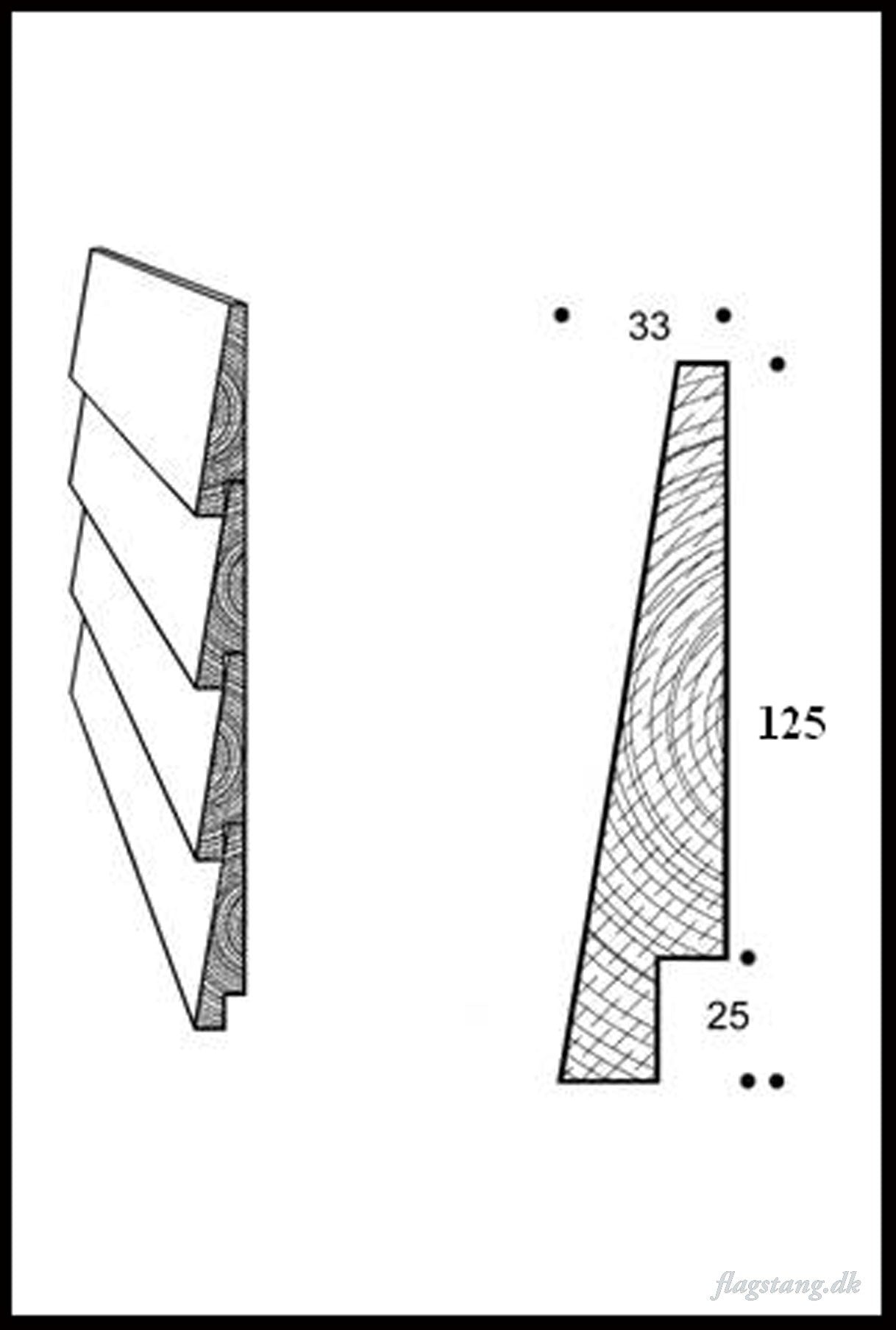 Klinkbeklædning i lærketræ 33 * 125